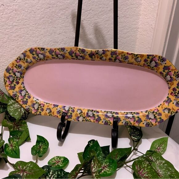 Style by Lava floral multicolor oval large Platter Serving  18” x 7.5” Large - Picture 1 of 7